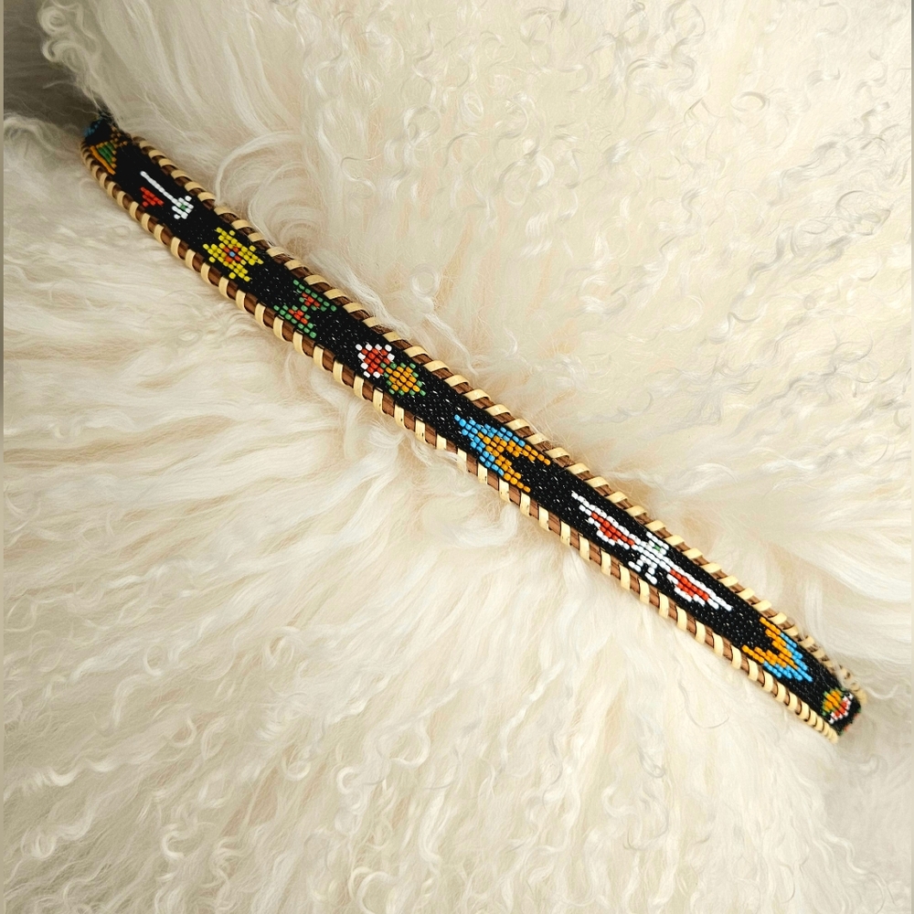 Vintage Beaded Tooled Belt